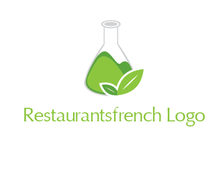 chemical flask and leaf pharmacy logo