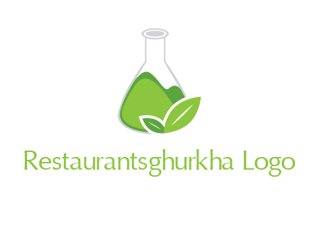 chemical flask and leaf pharmacy logo
