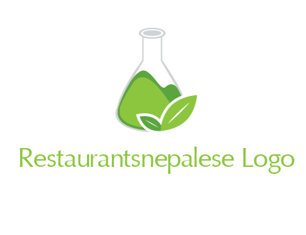 chemical flask and leaf pharmacy logo
