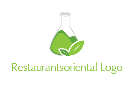 chemical flask and leaf pharmacy logo