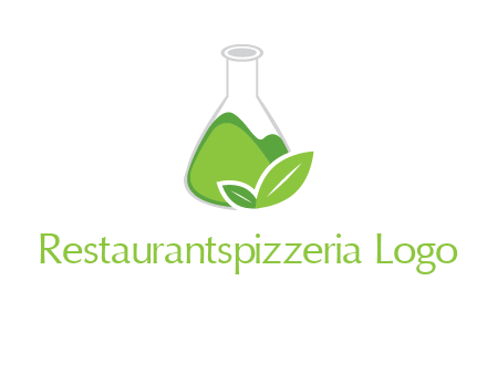chemical flask and leaf pharmacy logo