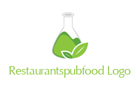 chemical flask and leaf pharmacy logo
