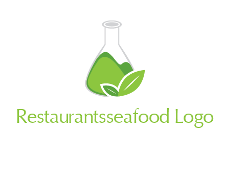 chemical flask and leaf pharmacy logo