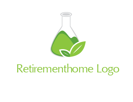 chemical flask and leaf pharmacy logo