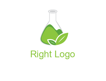 chemical flask and leaf pharmacy logo
