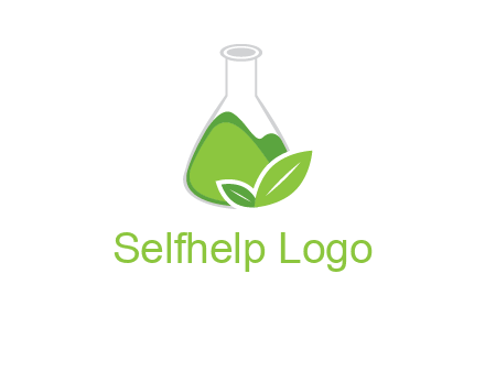 chemical flask and leaf pharmacy logo
