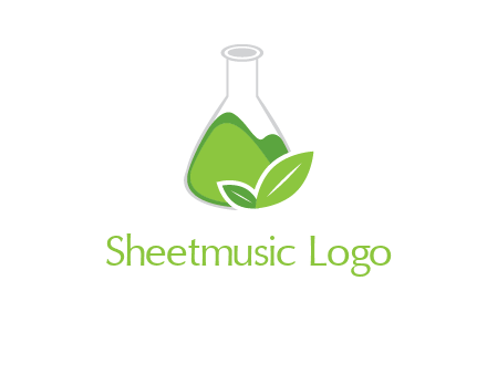 chemical flask and leaf pharmacy logo