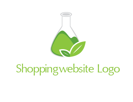 chemical flask and leaf pharmacy logo