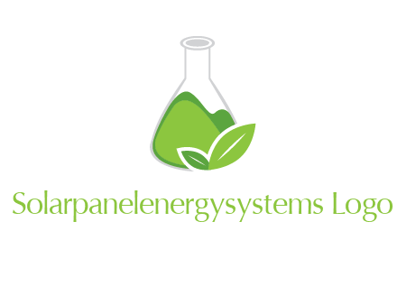 chemical flask and leaf pharmacy logo