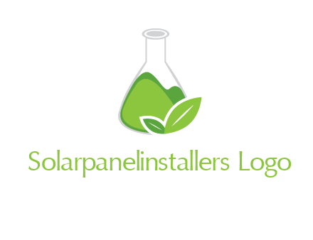chemical flask and leaf pharmacy logo