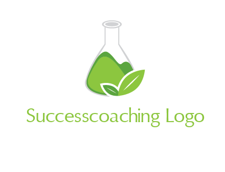 chemical flask and leaf pharmacy logo