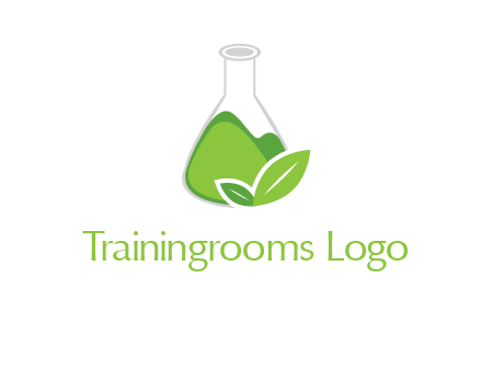 chemical flask and leaf pharmacy logo