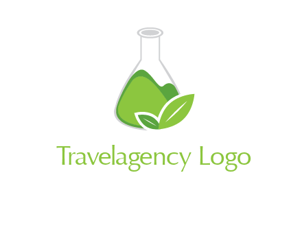 chemical flask and leaf pharmacy logo