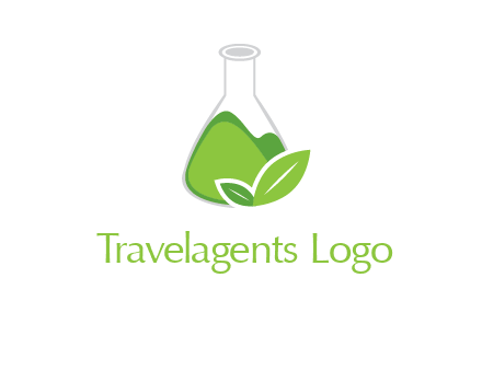 chemical flask and leaf pharmacy logo