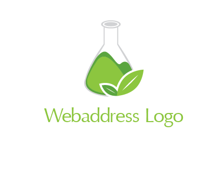 chemical flask and leaf pharmacy logo