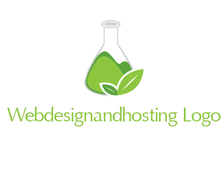 chemical flask and leaf pharmacy logo