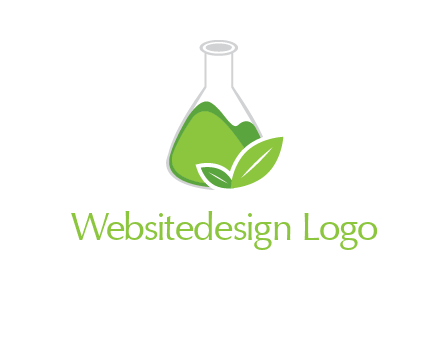 chemical flask and leaf pharmacy logo