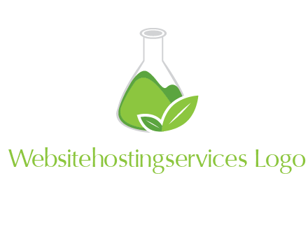 chemical flask and leaf pharmacy logo