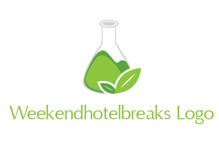 chemical flask and leaf pharmacy logo