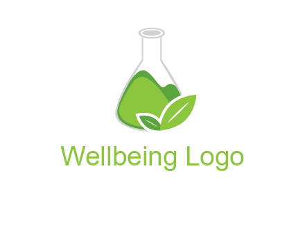 chemical flask and leaf pharmacy logo