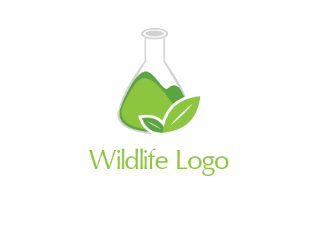 chemical flask and leaf pharmacy logo