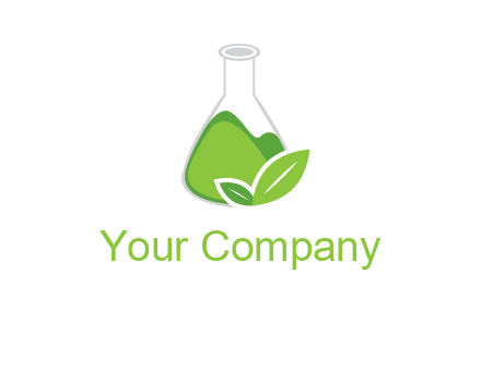 chemical flask and leaf pharmacy logo