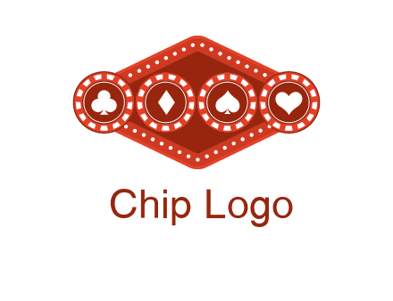 club diamond spade heart in gambling chips logo