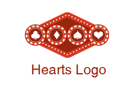 club diamond spade heart in gambling chips logo