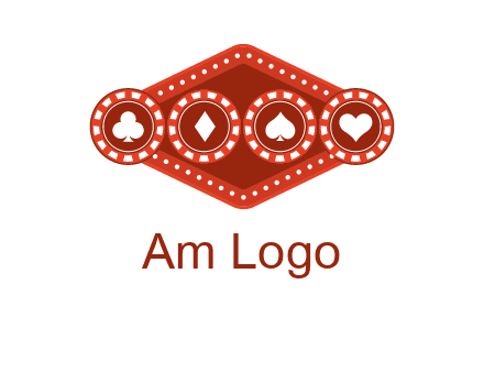 club diamond spade heart in gambling chips logo