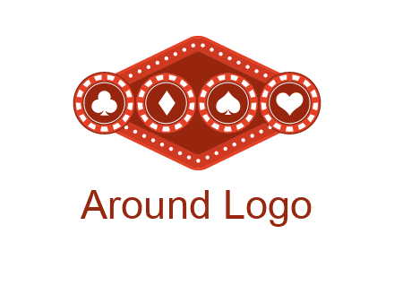 club diamond spade heart in gambling chips logo