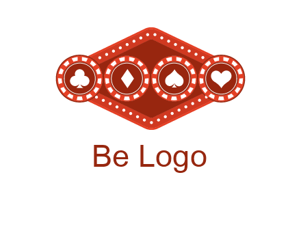 club diamond spade heart in gambling chips logo