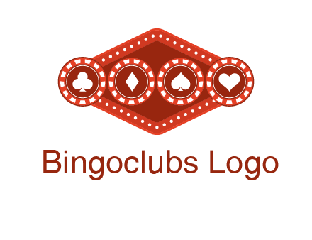 club diamond spade heart in gambling chips logo