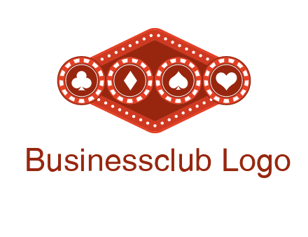 club diamond spade heart in gambling chips logo
