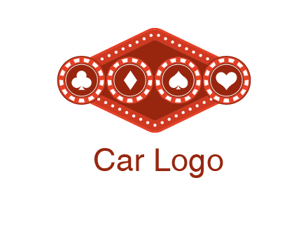 club diamond spade heart in gambling chips logo