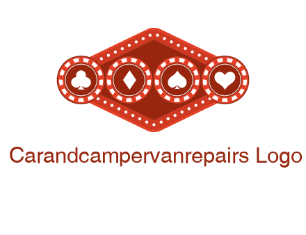club diamond spade heart in gambling chips logo