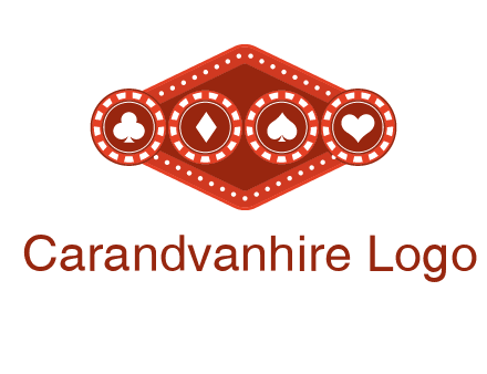 club diamond spade heart in gambling chips logo