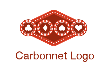 club diamond spade heart in gambling chips logo