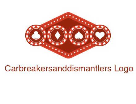 club diamond spade heart in gambling chips logo