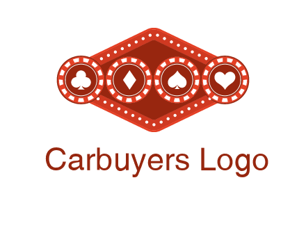 club diamond spade heart in gambling chips logo