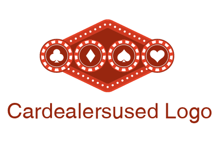 club diamond spade heart in gambling chips logo