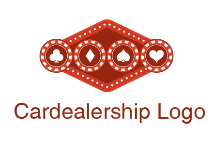 club diamond spade heart in gambling chips logo
