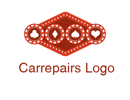 club diamond spade heart in gambling chips logo