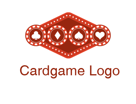 club diamond spade heart in gambling chips logo