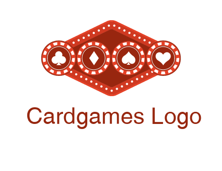 club diamond spade heart in gambling chips logo