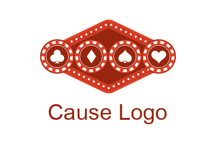 club diamond spade heart in gambling chips logo