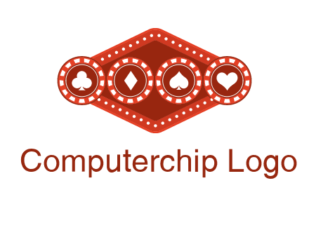 club diamond spade heart in gambling chips logo
