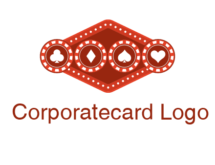 club diamond spade heart in gambling chips logo