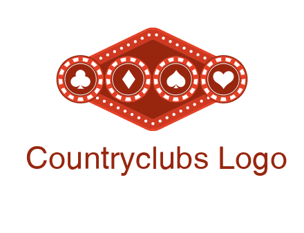 club diamond spade heart in gambling chips logo