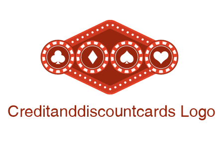 club diamond spade heart in gambling chips logo