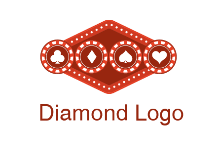 club diamond spade heart in gambling chips logo